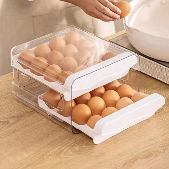 Boite à oeufs | Transparente 24 tiroirs - Rangement cuisine