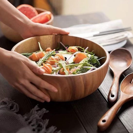 Saladier en Bois Naturel | Artisanal - Rangement cuisine